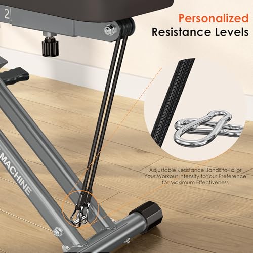 Image of SogesHome Squat Machines Rowing Machine for Home, Foldable & Full Body Exercise Workout Equipment with Adjustable Resistance Bands for Women, Row and Ride Squat Machine for Glutes and Abs, 330 LBS