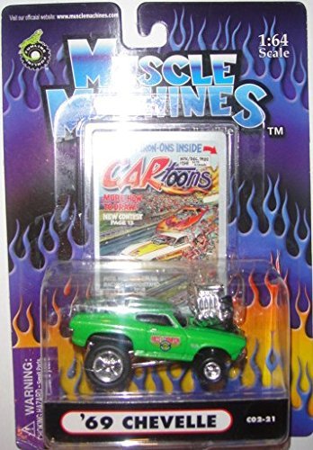 Funline MUSCLE MACHINES 1:64 SCALE CARTOONS SERIES GREEN '69 CHEVELLE C02-21 DIE-CAST
