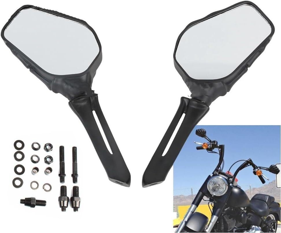 Rétroviseurs moto chromés noirs idéal pour grands voyages Touring - 4
