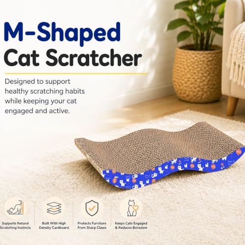 Image of PETS EMPIRE Cat Scratch Pad Cardboard cat scratchers for Indoor Cats Reversible Large Wide Corrugated with Catnip