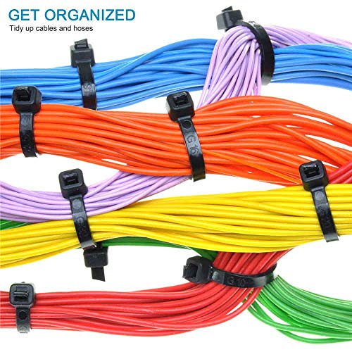 Hmrope 100Pcs Cable Zip Ties Heavy Duty 8 Inch, Premium Plastic Wire Ties With 50 Pounds Tensile Strength, Self-Locking Black Nylon Tie Wraps For Indoor And Outdoor #TOP1