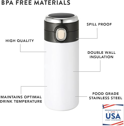 Miniatura 2 de Andaz Press Botella de agua personalizada de acero inoxidable para niños con tapa abatible a prueba de fugas, vaso de 10 onzas sin BPA para niños,