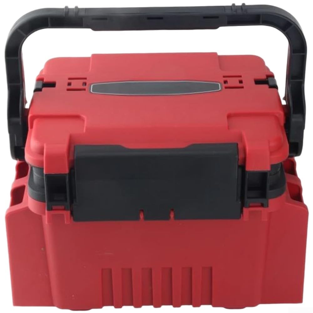 Grande scatola organizer per attrezzatura da pesca, multistrato, per ami, esche, lenza, portatile, in polietilene, con divisori mobili, tracolla e pesce vivo (grande, marrone, nero)