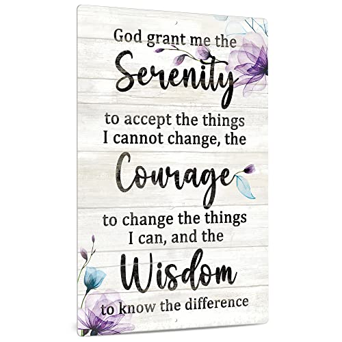 Putuo Decor Serenity Prayer Sign Inspiraional Quotes Christian Wall Art Gift for Women 12x8 Inches Metal Sign