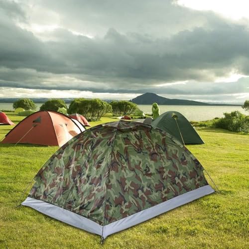Image of Polyester Portable Foldable Military Picnic Camping Waterproof 2 /4 Person Dome Tent (Army Green) (2 Person)
