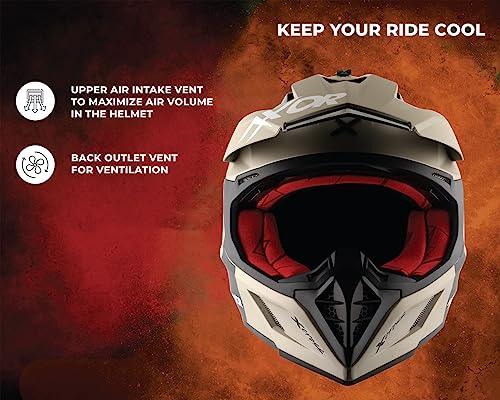 Image of Axor X Cross ISI ECE DOT Certified Full Face Dual Sport Peak Off Road Helmet for Men and Women Neon Red XL