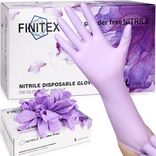 Image of Nitrile Disposable Latex-Free Gloves Purple 5mil 100PCS Cleaning Glove | Powder-free, Latex-free, Industrial-grade,Purple,5mil Thick,12inch long,Comfortable fit,Examination,Food,House Home Cleaning