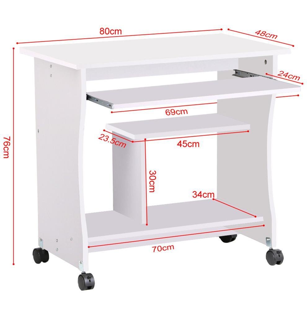 Popamazing Wood Small Computer Desk Trolley Cart PC Laptop Workstation