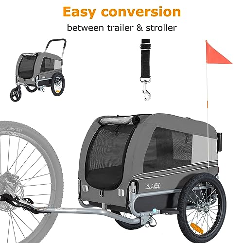 Tiggo VS Pets Medium Hundeanhänger & Buggy 2in1 Fahrradanhänger Hundebuggy Jogger 80204 (Grau)