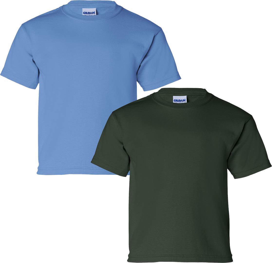 Gildan - T-shirt da bambino, in cotone, 2 pezzi, SML-Carolina-Forest