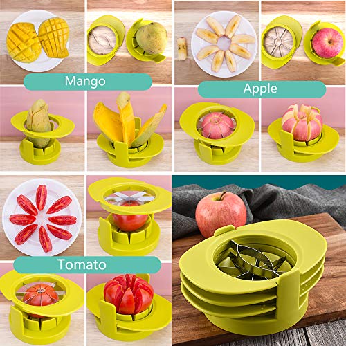 4 In 1 Fruitsnijset, Multifunctionele Fruitsnijder Inclusief 3 Verschillende Roestvrijstalen Scherpe Mesjes Appelmes/Mangosnijder/Tomatensnijder, Appelsnijder, fruitsnijmachines keukengereedschap - Image 5