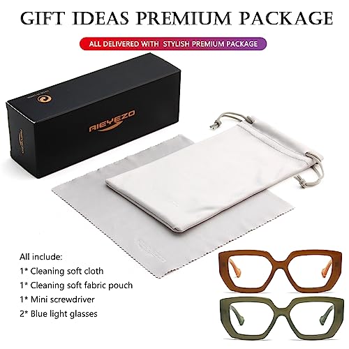 Image of AIEYEZO Thick Frame Blue Light Glasses Men Women, Fashion Square Computer Eyeglass Anti Eyestrain & Prevent Headache
