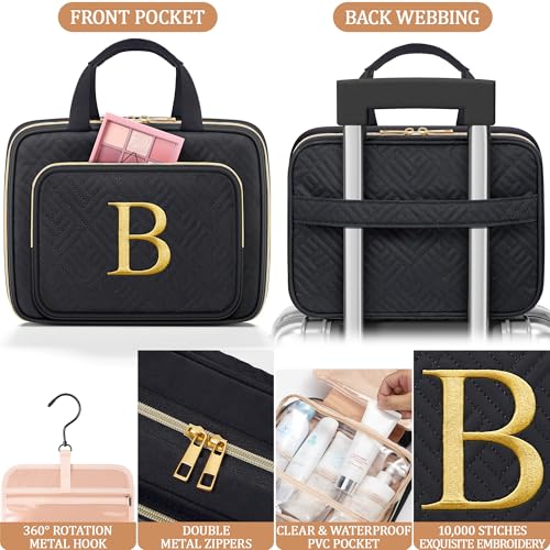 Personalized Gifts for Women, Initial Toiletry Bag Hanging Travel Organizer & Makeup Cosmetic Bag with Embroidery Letter Teacher Appreciation Gift Birthday Mothers Day Gifts for Mom Wife Friend Sister3