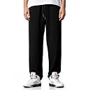 Men's 100% Cotton Baggy Track Pants | Oversized Loose Fit Joggers | Elastic Drawstring Waist | Gym, Casual & Streetwear Lower for Men | All Season, Black (in, Numeric, 34, Regular) gallery image