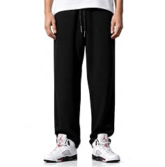 Men's 100% Cotton Baggy Track Pants | Oversized Loose Fit Joggers | Elastic Drawstring Waist | Gym, Casual & Streetwear Lower for Men | All Season, Black (in, Numeric, 34, Regular)