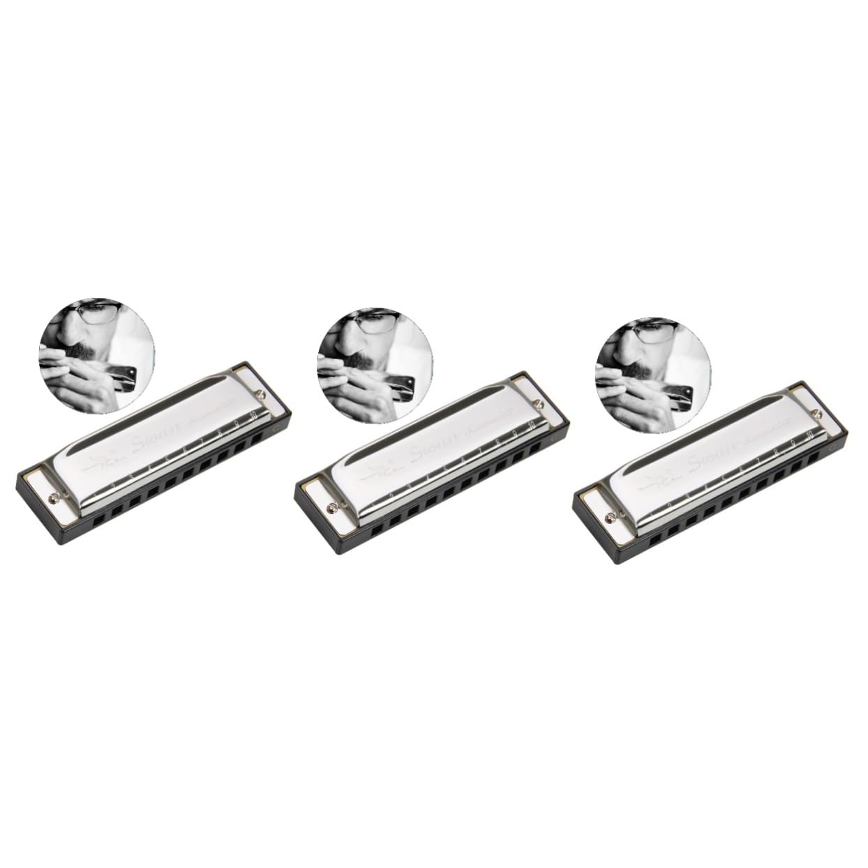 Abaodam 3pièces Harmonica Diatonique c Professionnel De Qualité Pour Musiciens Et Débutants