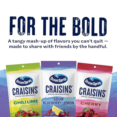Image of Ocean Spray Craisins Sweetened Dried Cranberries, Flavor Pack (Sour Blueberry Lemon, Chili Lime, Cherry)