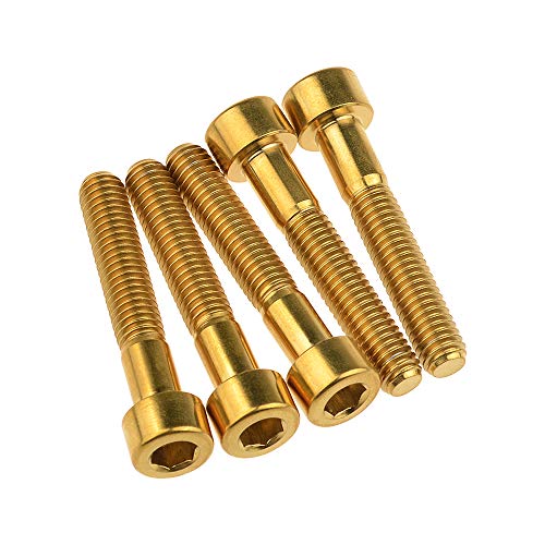 Wanyifa Titanium Ti M6x35mm Bolts Allen Head for Bicycle Headset Screws Pack of 5 (Gold)