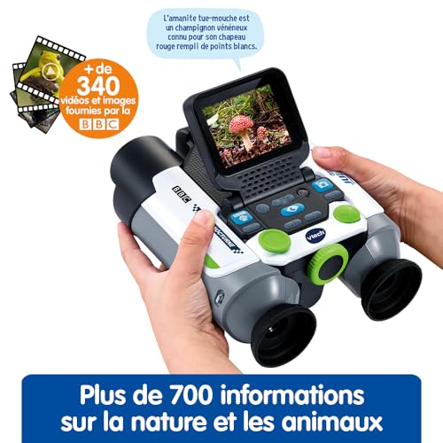 VTech Genius XL Interaktives Video-Fernglas für Kinder, 10 x 21 cm, mit Farbdisplay, Fotos und Videos der BBC, wissenschaftliches Lernspielzeug, Geschenk für Kinder ab 5 Jahren – Inhalt auf