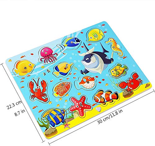 Lewo 14-Delig Magnetisch Visspel Educatief Speelgoed voor Basisvaardigheden Houten Bad Vloer Puzzel Visspeelgoed voor… - Afbeelding 6