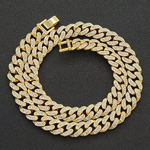ZXCW 13mm Miami Cuban Link Chain Gold Silver Color Choker Necklace Cover