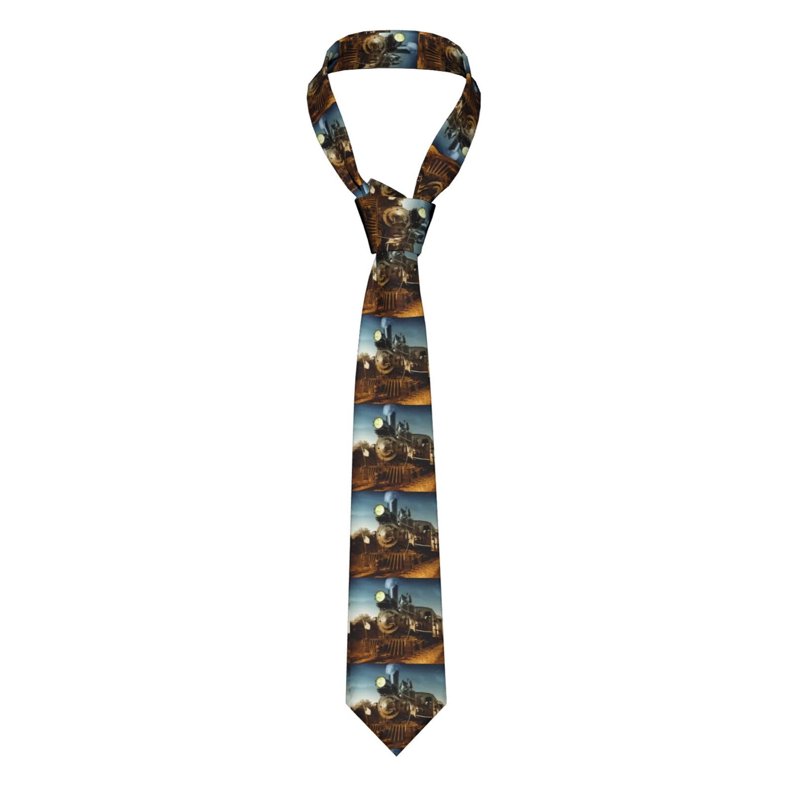 HAHAFU Train And Railway Silk Men Ties Classic Men'S Neckties,Formal Printed Neckties For Party Work Business Wedding