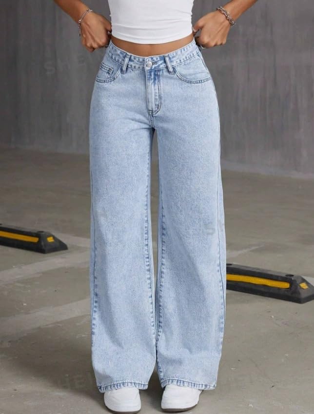 Women Embroidered Bow Jeans High Waist Y2K Denim Pants Aesthetic Basic Wide Leg Jeans Trendy2