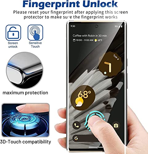 Image of STP FEEL Advanced Full Glue Tempered Glass Screen Protector Guard for Google Pixel 7 Pro 6.7 Inch (Black, Pack of 1) Full Coverage With Easy Installation Kit