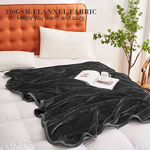Elnido Queen Fleece Throw Blanket For Couch Black - 330Gsm Lightweight Fuzzy Cozy Soft And Cooling Blankets For Sofa, Bed, 50X60 Inches #TOP2
