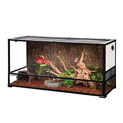 REPTI ZOO Large Reptile Terrarium 85 Gallon, Front Opening Glass Reptile Habitat Tank 48" x 18"x 24", Wide & Tall Vivarium Tank Double Sliding Door with Screen Ventilation (Knock-Down)