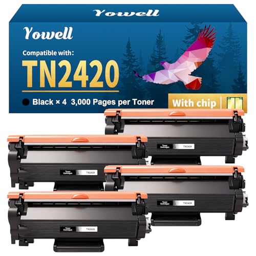 Toner TN2420 TN2410 noir compatible avec imprimantes Brother HL-L2375DW et MFC-L2710DW pack de 4