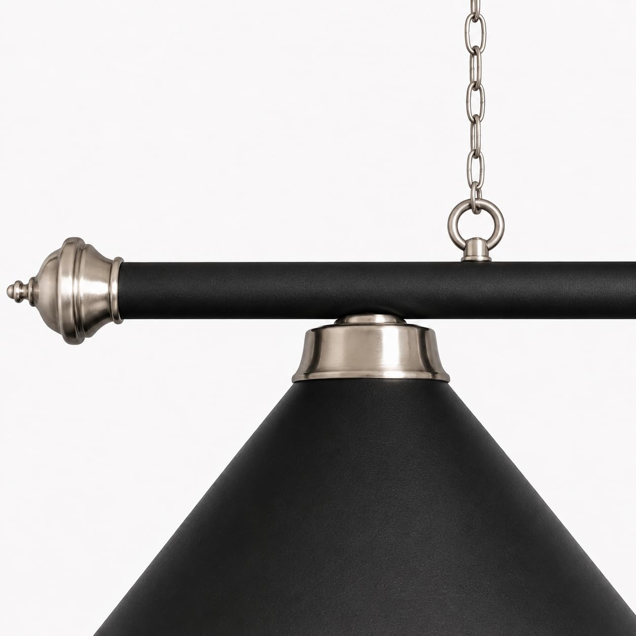 John West Billardlampe 3 Schirme Mattschwarz 150 cm | Leuchte für 7ft & 8ft Billardtische, E27, Metall, Schwarz, Stahldetails