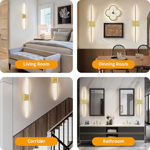 Image of Wall Sconces Set of 2 Battery Operated, 8000mAh USB Rechargeable Wall Sconce with Remote Control, 360Rotate Dimmable 3000K-6000K LED Dimmable Picture Lamp for Living Room, Bedroom, Hallway (28inch)