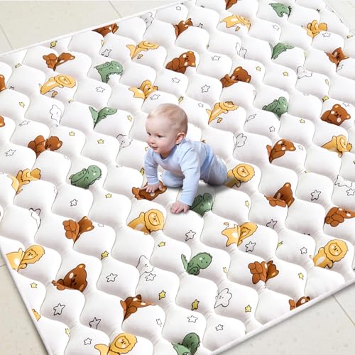Image of Premium Foam Baby Play Mat 47" X 47", Thicken One-Piece Crawling Mat, Non-Slip Cushioned Baby Playmats for Infants, Babies, Toddlers - Machine Washable for Easy Care