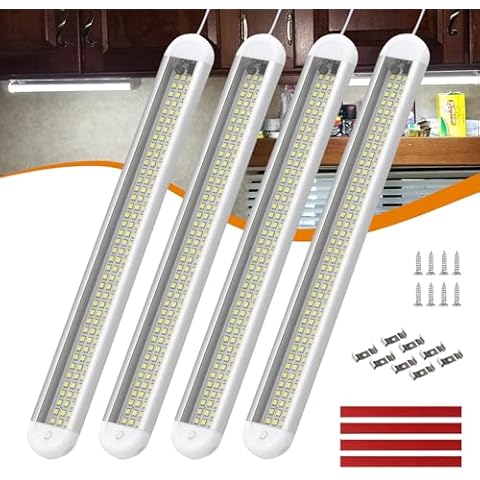 RVZONE 12V LED Interior Light Bar | 120LEDs 1800LM 8W DC 12 Volt led Strip Lights with ON/Off Switch RV Led Lights Interior for Camper Truck Van RV Trailer Cargo Lights Fixture Motorhome (4Pack) Cover