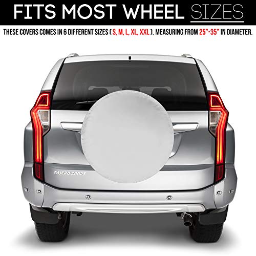 Spare Tire Cover – Must-Have Car Accessories for Your SUV, Jeep, RV, Trailer, Truck – Fit Most Wheel Sizes by Kankesh (S(14 INCH), White)