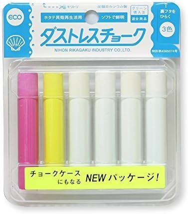 Rikagaku Dustless Chalk, 6-Piece, Assorted Color (DCC-6-3C) by Rikagaku