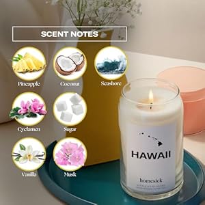 Homesick Scented Candles for Home Hawaii 1375 oz Long Lasting Soy Wax Jar Candle for Women Men for All Occasions 60 80 Hours Burn Time Notes of Pineapple Coconut