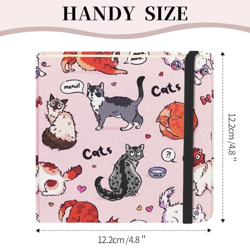 Image of 4.8 inch Pocket Sketch Book,80gsm Hardcover Art Sketchbook for Drawing Journal | Cloth Cover,80gsm Blank Paper,96Sheets,Lay-Flat,Portable Travel Creation Paint Diary Memo Planner,Dry MediaPink Cat