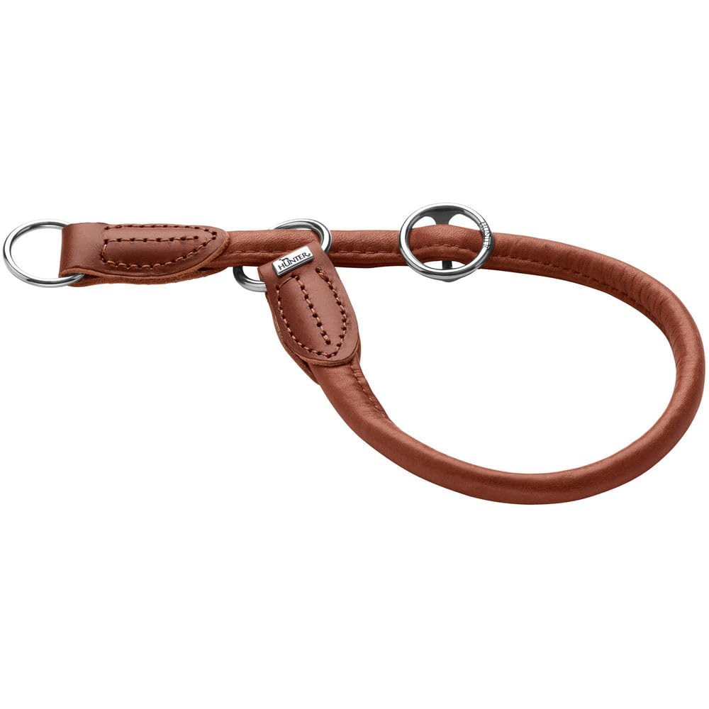 HUNTER Dressurhalsung Round & Soft Canadian UP, Farbe: Cognac, weiches, geschmeidiges Leder, rundgenäht, fellschonend, nachhaltig, Made in Germany, Größe: M-L