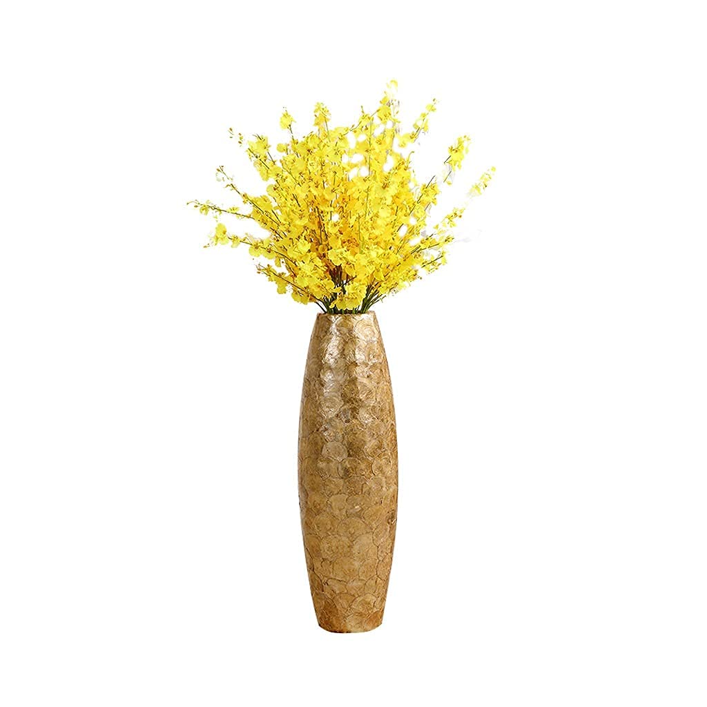 XDLEDMKIZ Realistic Artificial Flower Artificial Flowers with Vases, Artificial Yellow Orchids and Tall Vases, Plastic Orchids, Used for Home and Office Wedding Decoratio