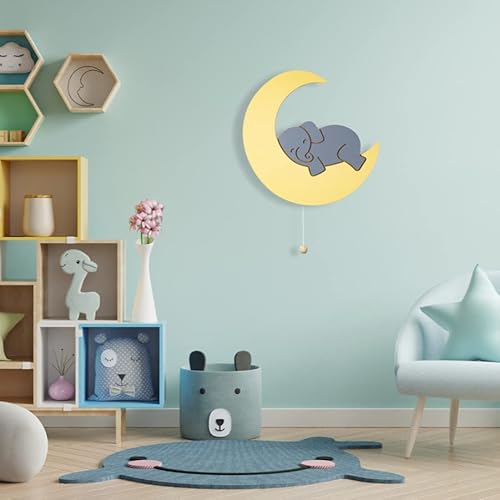 Lumipets Lighted Elephant And Moon, Wall Mounted Lighted Moon Lamp, Battery Operated Elephant Light Sign – Lightweight Crescent Moon Night Light For Babies, Toddlers, Kids, 17.7 X 11.2 X 1.5-Inch #TOP5