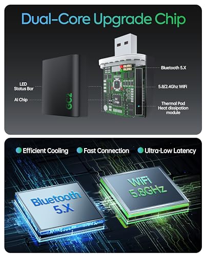 Wireless Carplay Adapter 2025 Upgraded, Convert Wired to Wireless Apple CarPlay Adapter,Mini wireless Bluetooth CarPlay Adapters Plug and Play Easy Use Fast Stable Connection Car Play for iPhone,USB-A