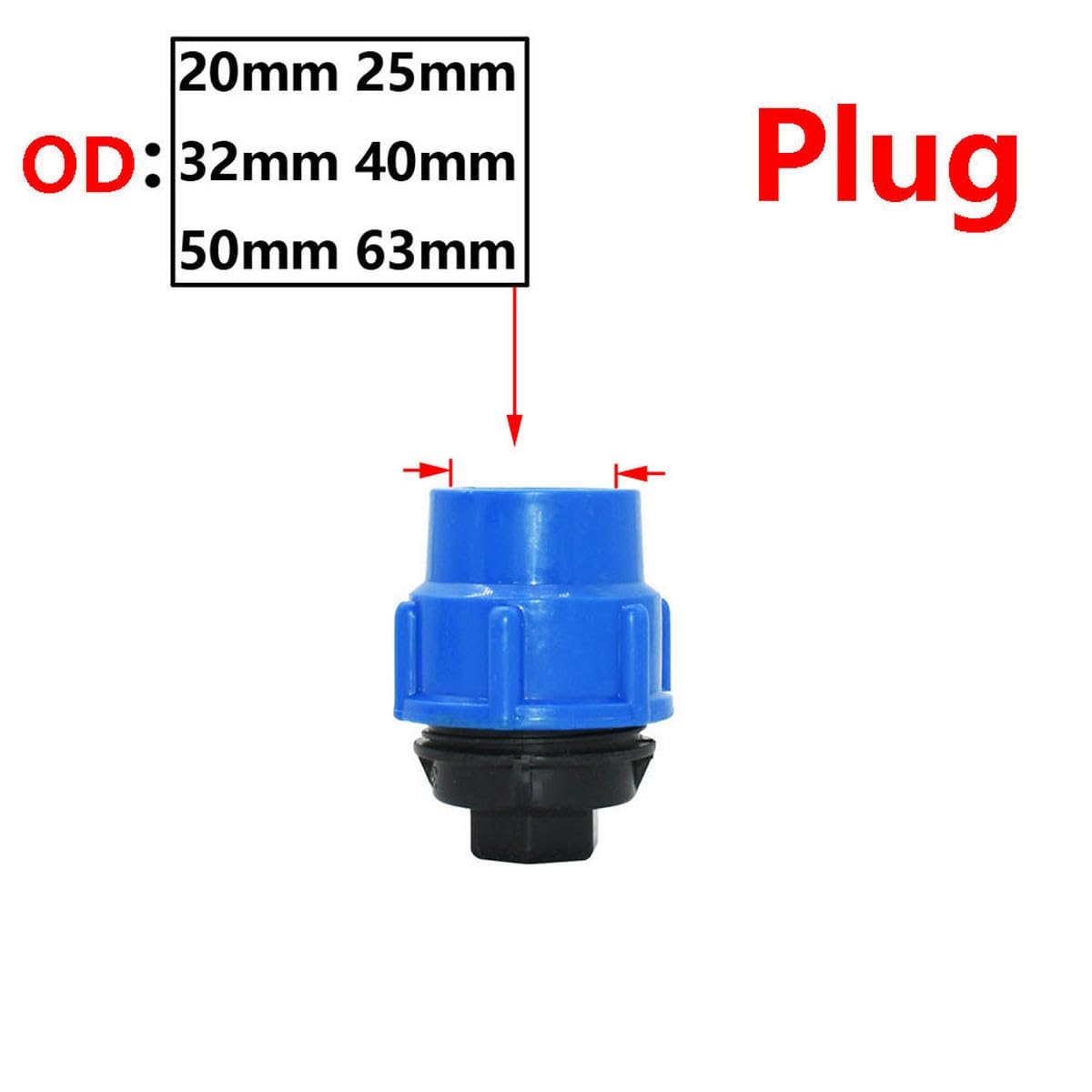 20/25/32/40/50/63mm Tubo dell'Acqua Giunto a Sfera in plastica Tee Gomito Tappo Connettore rapido PE Raccordi rapidi 1pezzi-25MM-Nucleo Metallico Tap_a
