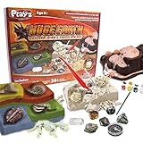 Playz Huge Earth, Dinosaur, & Fossil Dig Kit - 46+ Fun & Safe Geology Experiments, Volcano Science...