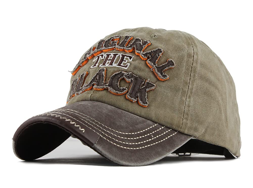 YULOONG Vintage Baseball Cap Embroidery Black Washed Denim Trucker Cap 100% Cotton Sun Hat for Men Women Adjustable Size