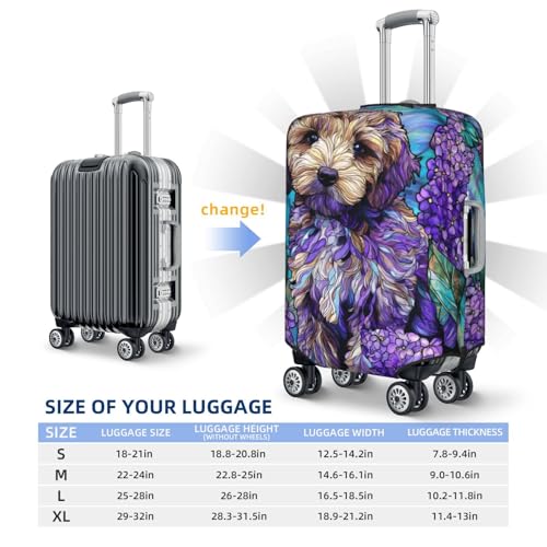 Stained Glass Cockapoo Dog Elastic Travel Luggage Covers Dustproof Scratch-Resistant Suitcase Protector Fit 22-24 Inch4