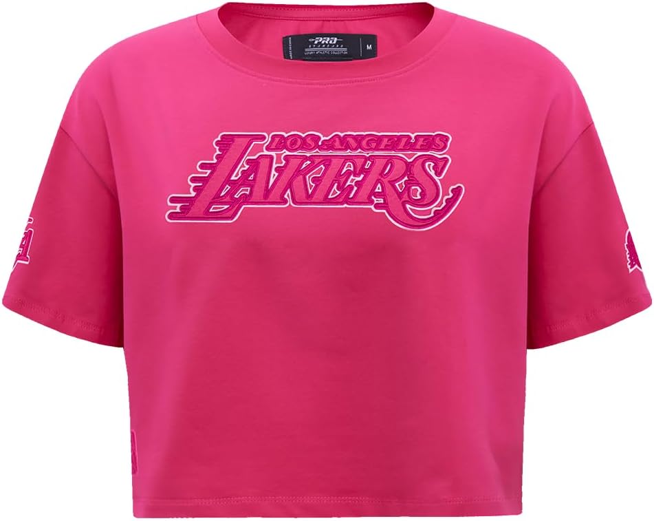 Pro Standard Womens NBA Los Angeles Lakers Classic Triple Pink Short Sleeve Boxy Tee Beetroot Purple S