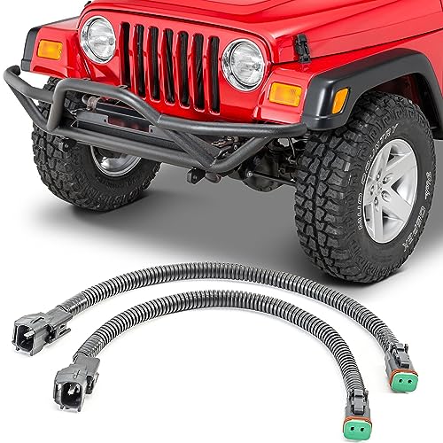 Quadratec Fog Light Wiring Adapter Kit - 6 Inch Extension - Fits Jeep Wrangler TJ & LJ Unlimited 4-Door 1997-2004 - Sold in Pairs - Designed for Aftermarket Fog Lights -