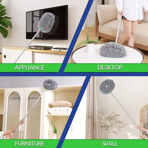 BOOMJOY Ceiling Fan Cleaner Duster, Fan Blade Cleaner with Extension Handle, 13 to 49.7\" Pole for High Ceiling and Wall